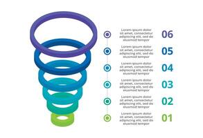 3d infografía pirámide, o comparación gráfico con 6 6 vistoso levitando capas. el concepto de niveles o etapas de un negocio proyecto. realista infografía diseño modelo. vector