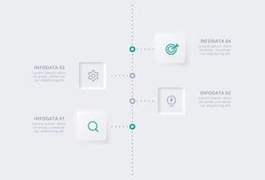 Neumorphic flowchart infographic. Creative concept for infographic with 4 steps, options, parts or processes. Template for diagram, graph, presentation and chart. vector