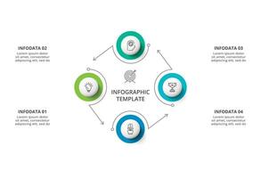 creativo concepto para infografía con 4 4 pasos, opciones, partes o procesos. negocio datos visualización. vector