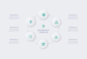 neumorfo diagrama de flujo infografía. creativo concepto para infografía con 6 6 pasos, opciones, partes o procesos. modelo para diagrama, grafico, presentación y cuadro. vector