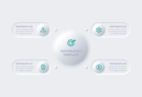 neumorfo diagrama de flujo infografía. creativo concepto para infografía con 4 4 pasos, opciones, partes o procesos. modelo para diagrama, grafico, presentación y cuadro. vector