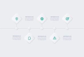 Neumorphic flowchart infographic. Creative concept for infographic with 5 steps, options, parts or processes. Template for diagram, graph, presentation and chart. vector