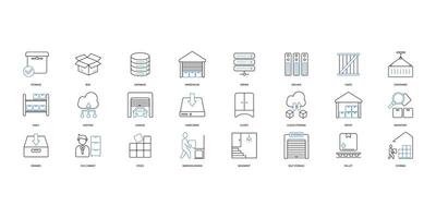 Storage icons set. Set of editable stroke icons.Set of Storage vector