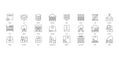 Storage icons set. Set of editable stroke icons.Set of Storage vector