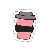 A sticker with a picture of a coffee cup on a white background. vector