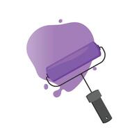 An illustration of a purple paint roller on a purple spot background. Painting. vector