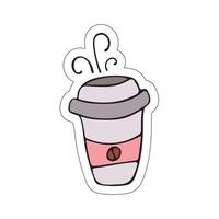 A sticker with a picture of a coffee cup on a white background. vector