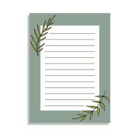 A banner with flowers and branches on a white background. A set of sheets of paper and bookmarks for a daily planner. vector