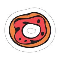 A sticker with the image of a donut on a white background. vector