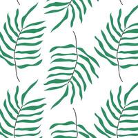 Pattern of tropical and palm leaves. Silhouettes green branches, leaves in minimalist flat style. Exotic summer background with leaves on white background. Print for gift wrapping, fabric, textile vector