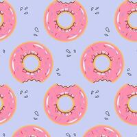 Pattern of pink donut rubber pool rings. Swim rings in flat style on white background. Swimming in pool with rubber circles, summertime water activities. Rubber toy for water and beach. vector