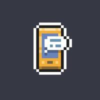 chat bubble on smartphone screen in pixel art style vector