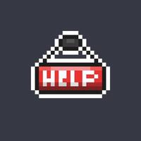 help sign board in pixel art style vector