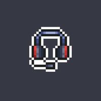 headphone with mic in pixel art style vector