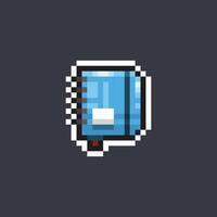 blue note book in pixel art style vector