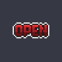 open text in pixel art style vector