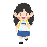 Kid Girl student running back to school vector