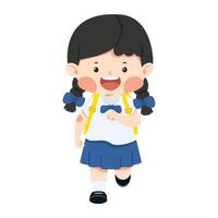 Girl student running back to school vector