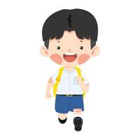 Kid boy student Running cartoon vector