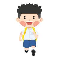 Kid boy student Running cartoon vector