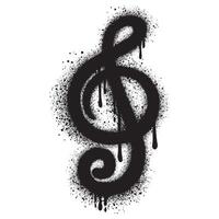 Spray Painted Graffiti treble clef icon Sprayed isolated with a white background. vector