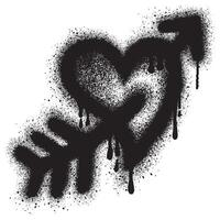 Graffiti Style Heart And Arrow isolated on White background. vector