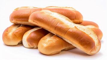 Delicious hotdog buns, isolated on white background photo