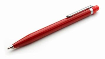 un rojo bolígrafo, aislado en blanco antecedentes foto