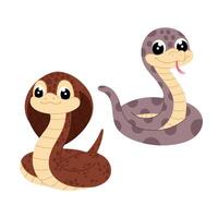 conjunto serpiente en plano estilo. dibujos animados ilustración de un cobra en un blanco antecedentes. niños ilustración. símbolo de el 2025 año. vector