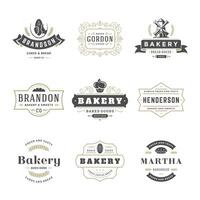 Bakery logos and badges design templates set illustration. vector