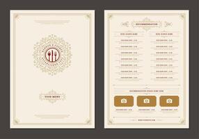 Menu design template with cover and restaurant vintage logo brochure. vector