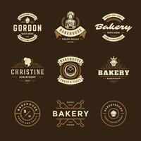 Bakery logos and badges design templates set illustration. vector