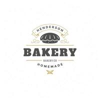 Bakery logo or badge vintage illustration pie silhouette for bakery shop vector