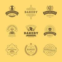 Bakery logos and badges design templates set illustration good for bakery shop and cafe emblems. vector