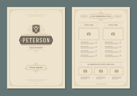 Restaurant menu design and label brochure template.