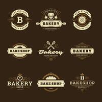 Bakery logos and badges design templates set illustration. vector