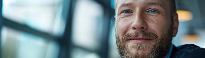 Contentment, A close-up shot of the successful businessman with a content expression photo