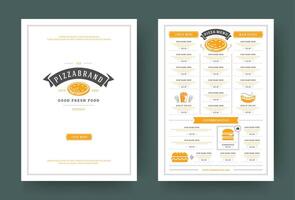 Pizzeria restaurant menu layout design brochure or flyer template illustration vector