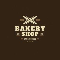Bakery badge or label retro illustration. Rolling pins silhouette for bakehouse. vector