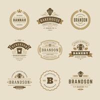 panadería logos y insignias diseño plantillas conjunto ilustración. vector