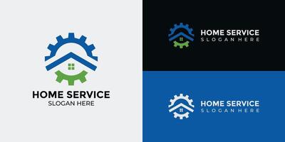 hogar servicios logo en verde y azul vector