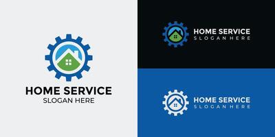 hogar servicios logo en verde y azul vector