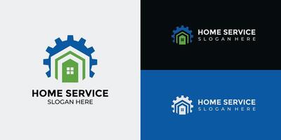 hogar servicios logo en verde y azul vector