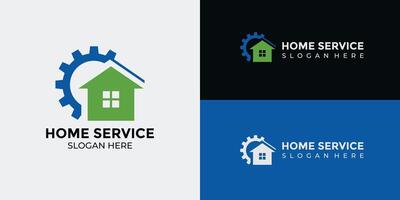 hogar servicios logo en verde y azul vector