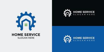 hogar servicios logo en verde y azul vector