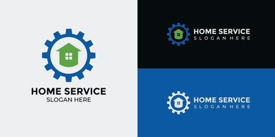 hogar servicios logo en verde y azul vector