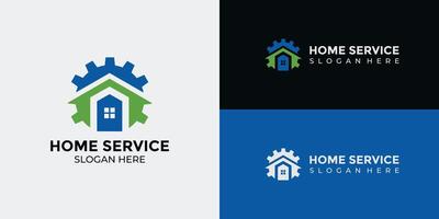 hogar servicios logo en verde y azul vector