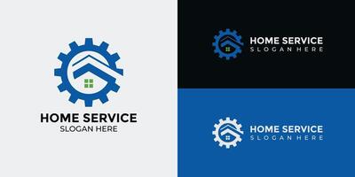 hogar servicios logo en verde y azul vector