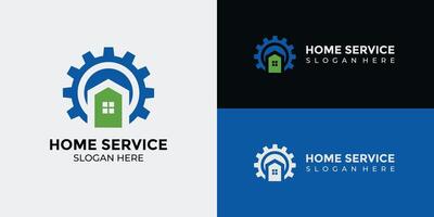 hogar servicios logo en verde y azul vector