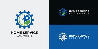 hogar servicios logo en verde y azul vector